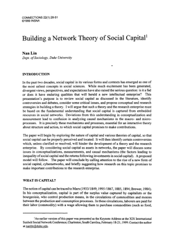 Building a Network Theory of Social Capital'