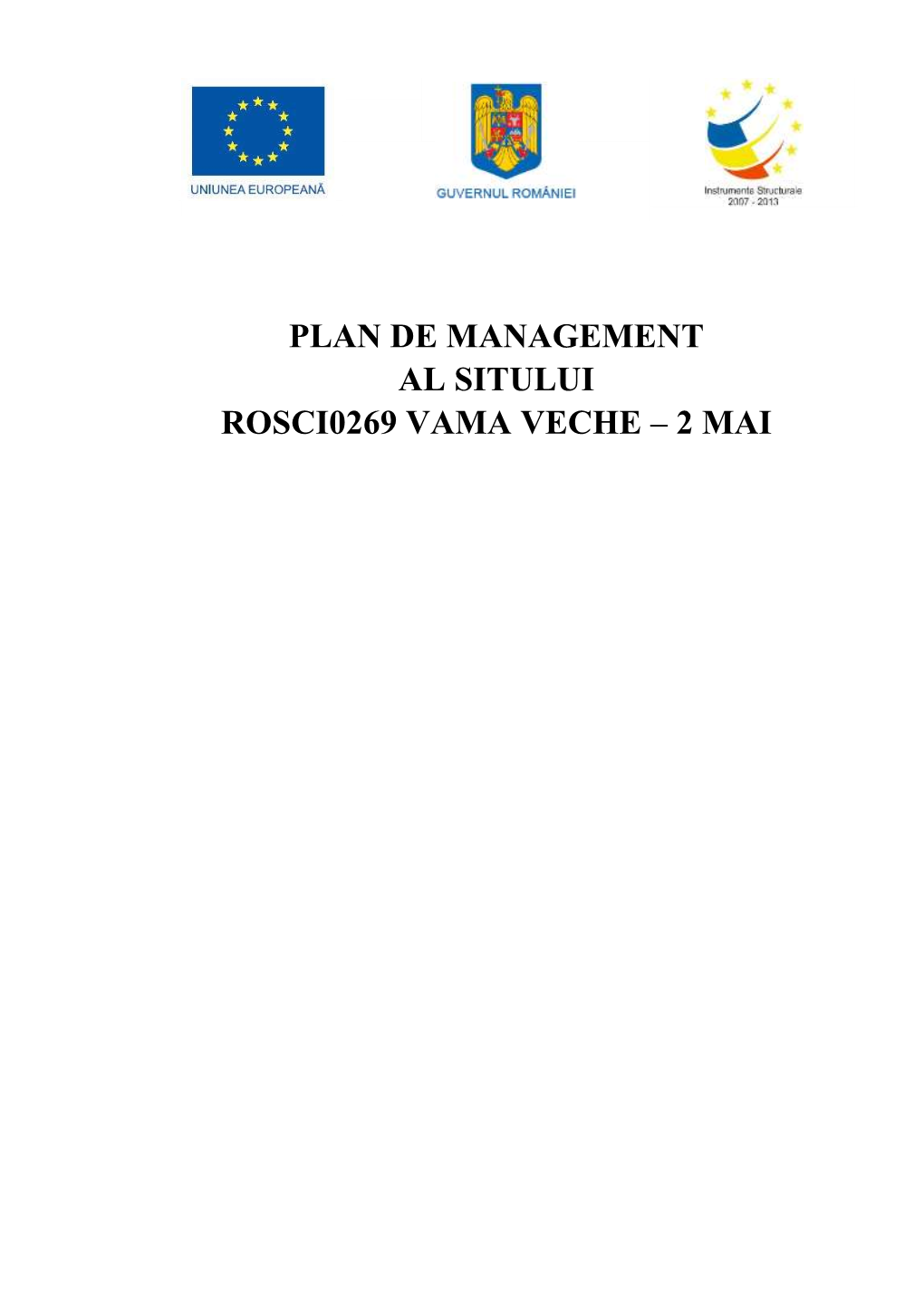 Plan De Management Al Sitului Rosci0269 Vama Veche – 2 Mai