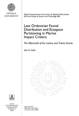 Late Ordovician Faunal Distribution and Ecospace