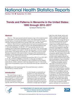 Trends and Patterns in Menarche in the United States: 1995 Through 2013–2017 by Gladys M