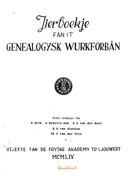 Jierboekje Fan It Genealogysk Wurkforbân 1954