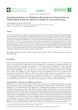 Berberidaceae) of Taiwan and Luzon with Description of Three New Species, B