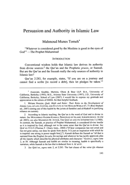 Persuasion and Authority in Islamic Law