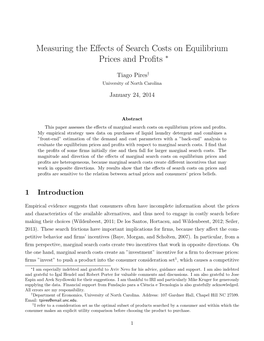 Measuring the Effects of Search Costs on Equilibrium Prices and Profits