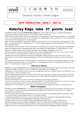 Alderley Edge Take 31 Points Lead