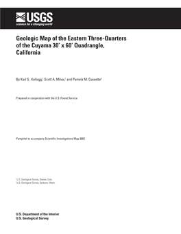 Geologic Map of the Eastern Three-Quarters of the Cuyama 30' X 60' Quadrangle, California