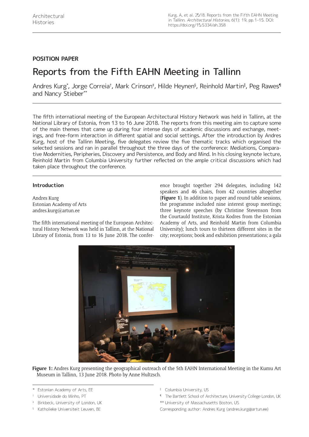 Reports from the Fifth EAHN Meeting in Tallinn