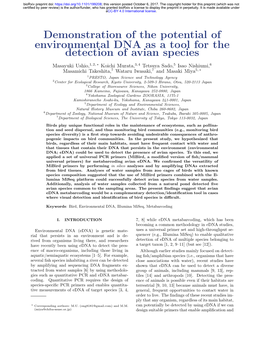 Demonstration of the Potential of Environmental DNA As a Tool for the Detection of Avian Species