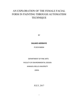 An Exploration of the Female Facial Form in Painting Through Automatism Technique