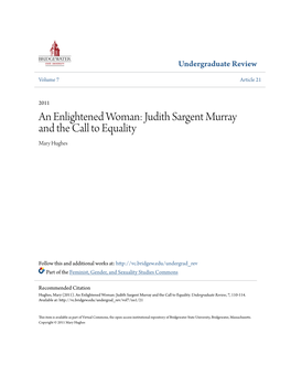 Judith Sargent Murray and the Call to Equality Mary Hughes