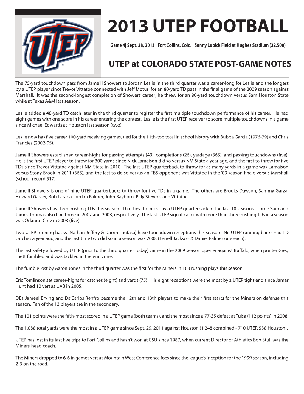 2013 Utep Football