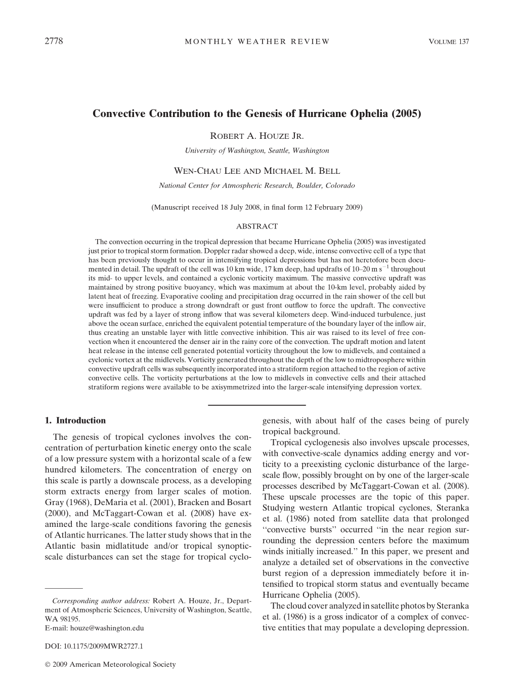 Convective Contribution to the Genesis of Hurricane Ophelia (2005)