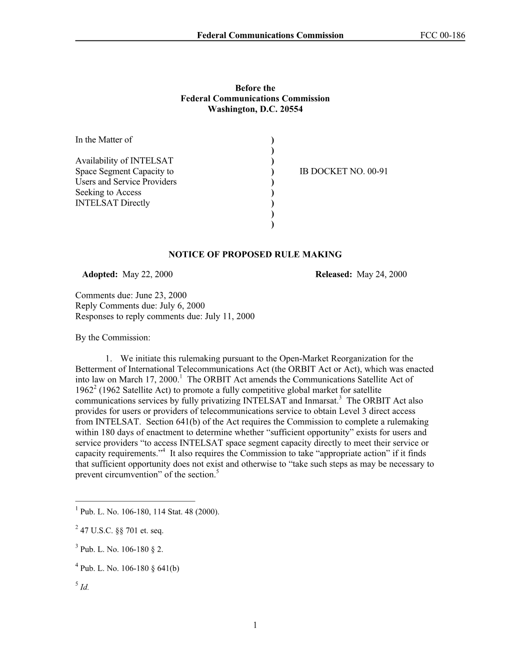 Federal Communications Commission FCC 00-186 1 Before The