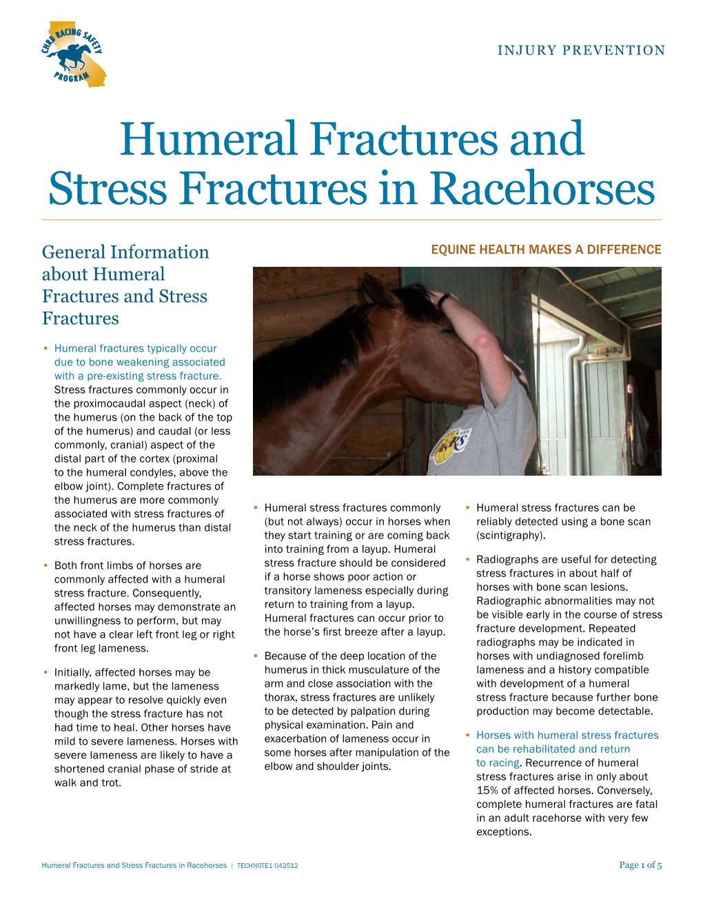 Humeral Fractures and Stress Fractures in Racehorses
