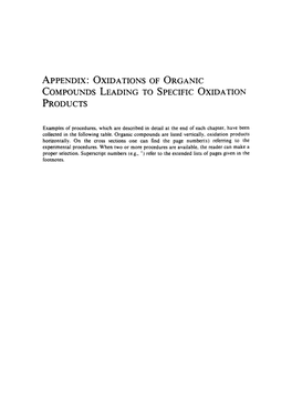 Oxidations of Organic Compounds Leading to Specific Oxidation Products