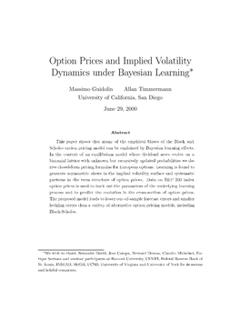 Option Prices and Implied Volatility Dynamics Under Ayesian Learning