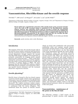 Vasoconstriction, Rhoa/Rho-Kinase and the Erectile Response