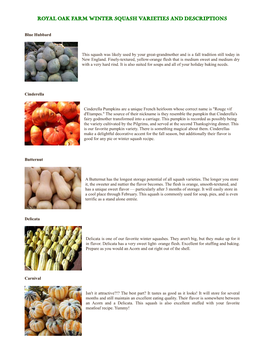 Royal Oak Farm Winter Squash Varieties and Descriptions