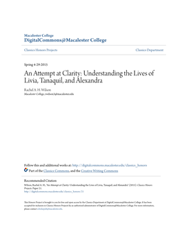 Understanding the Lives of Livia, Tanaquil, and Alexandra Rachel A