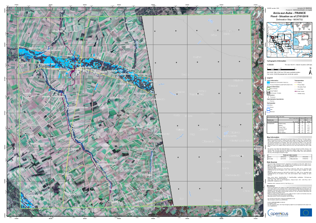 Arcis-Sur-Aube - FRANCE Flood - Situation As of 27/01/2018 R Uis De Se Delineation Map - MONIT02 L'é a Ta U ! N G Prov