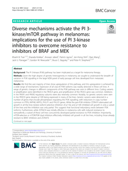 Diverse Mechanisms Activate the PI 3-Kinase/Mtor Pathway In