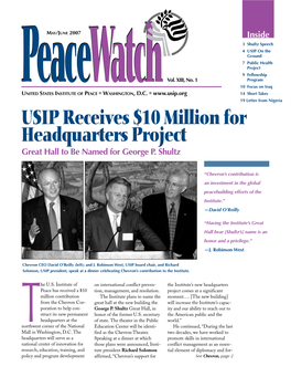 USIP Receives $10 Million for Headquarters Project Great Hall to Be Named for George P