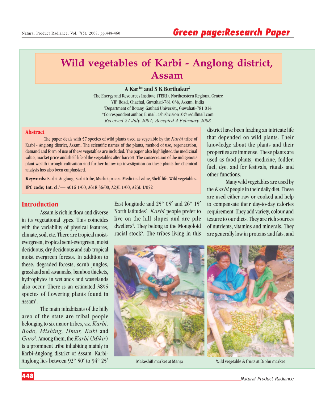 Wild Vegetables of Karbi