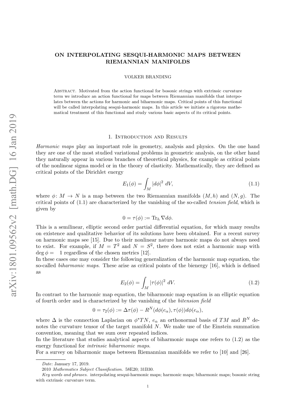 Arxiv:1801.09562V2 [Math.DG] 16 Jan 2019 Oe H Uvtr Esro H Agtmanifold Target the of Tensor Curvature the Notes Ihetisccraueterm