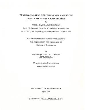 Elasto-Plastic Deformation and Flow Analysis in Oil