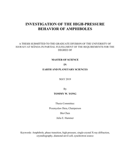 Investigation of the High-Pressure Behavior of Amphiboles