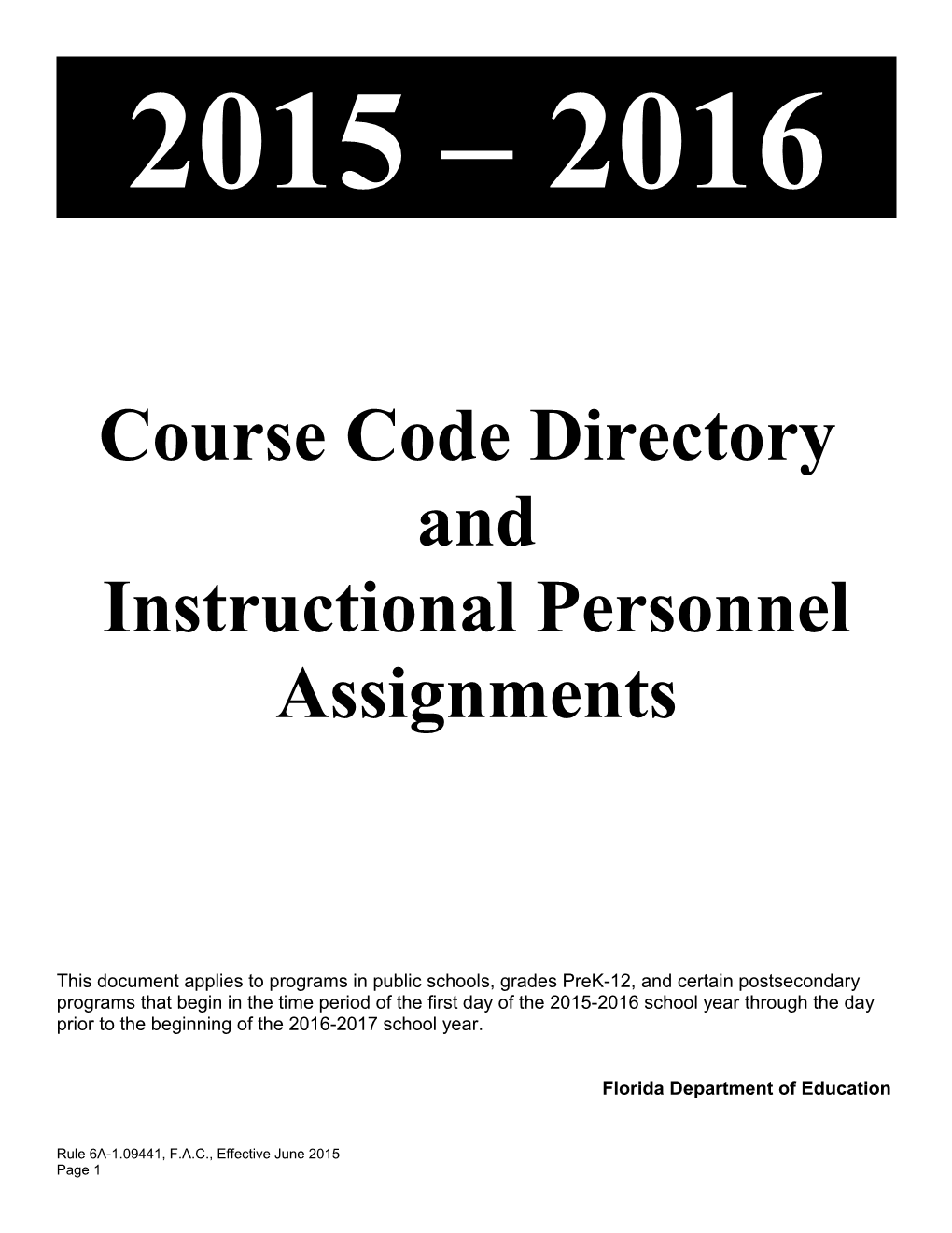 Instructional Personnel Assignments