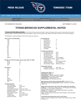 Titans-Broncos Supplemental Notes