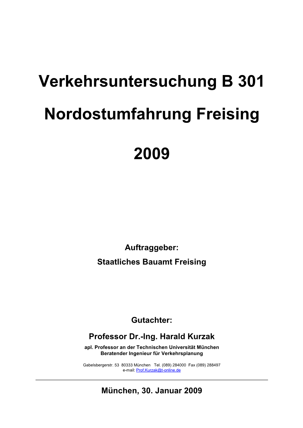 Verkehrsuntersuchung B 301 Nordostumfahrung Freising 2009