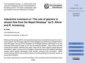 “The Role of Glaciers in Stream Flow from the Nepal Himalaya” by D