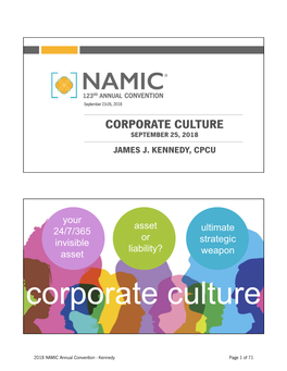 Corporate Culture September 25, 2018 James J