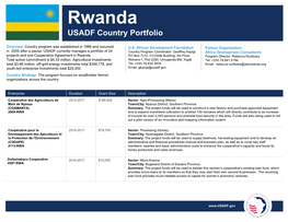 Rwanda USADF Country Portfolio