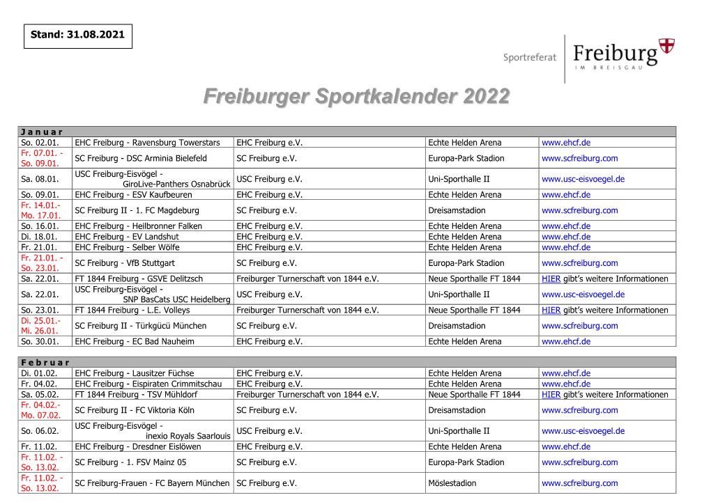 Freiburger Sportkalender