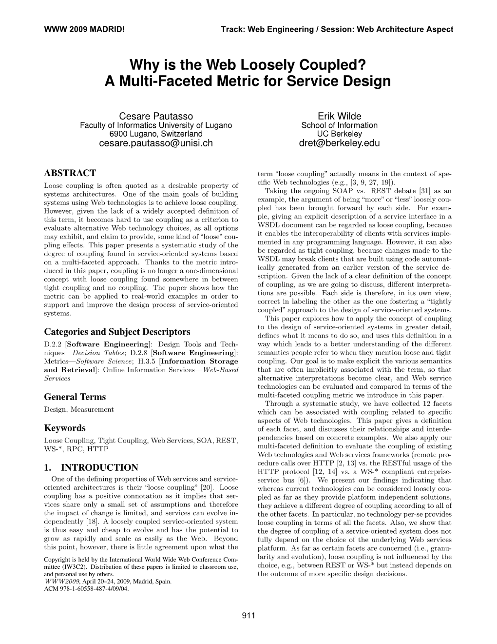 Why Is the Web Loosely Coupled? a Multi-Faceted Metric for Service Design