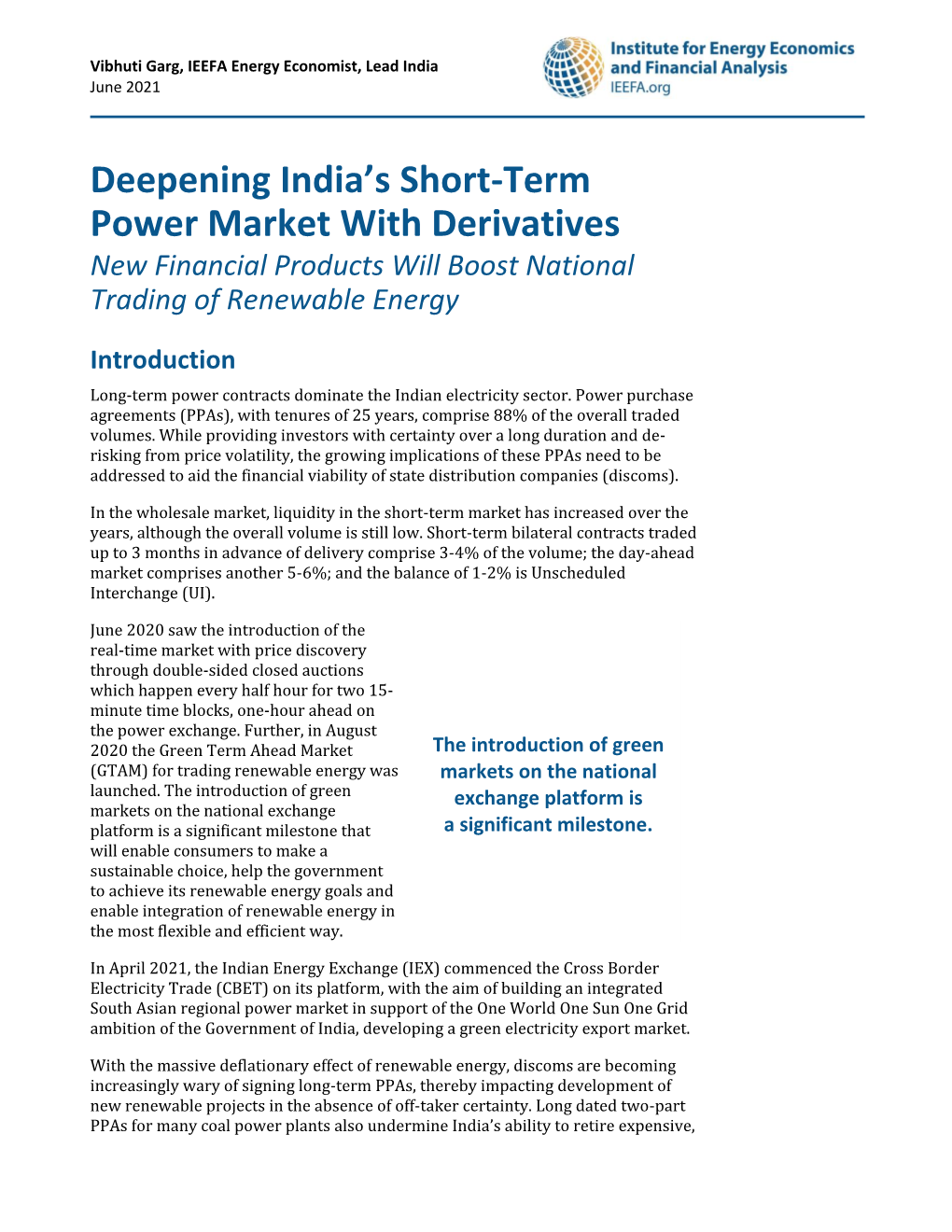 Deepening India's Short-Term Power Market with Derivatives 2