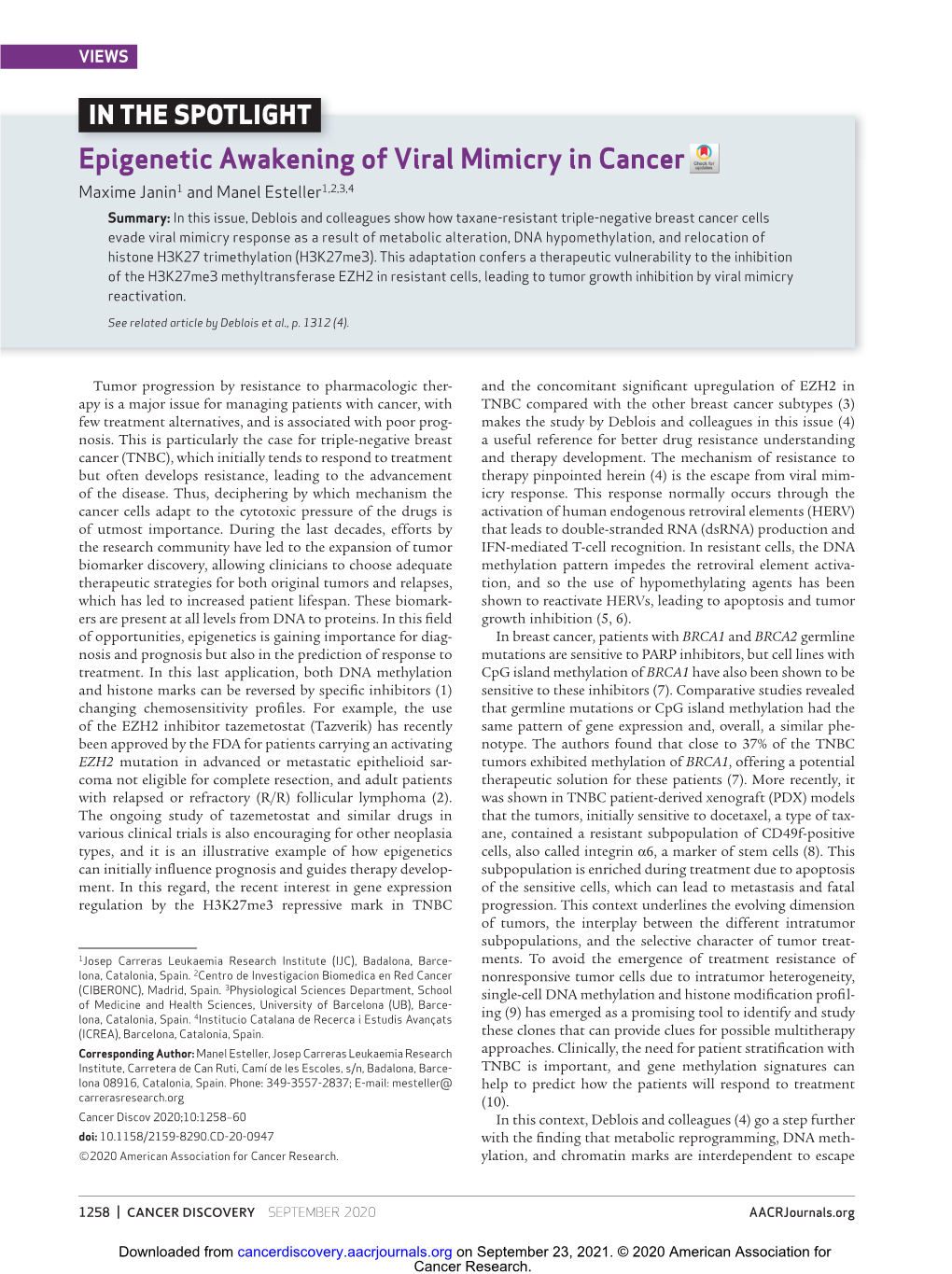 Epigenetic Awakening of Viral Mimicry in Cancer