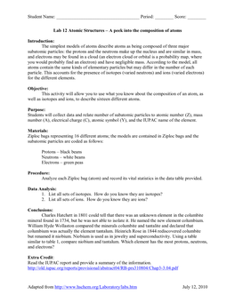 Atomic Structures – a Peek Into the Composition of Atoms