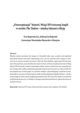 Historii. Wizja XVI-Wiecznej Anglii W Serialu the Tudors – Między Faktami a Fikcją