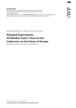 Managed Expectations: EU Member States' Views on the Conference On