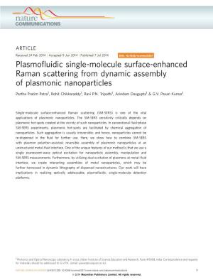 Plasmofluidic Single-Molecule Surface-Enhanced Raman