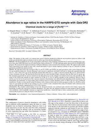 Abundance to Age Ratios in the HARPS-GTO Sample with Gaia DR2 Chemical Clocks for a Range of [Fe/H]?,??