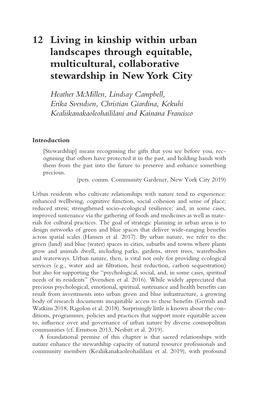 Living in Kinship Within Urban Landscapes Through Equitable, Multicultural, Collaborative Stewardship in New York City