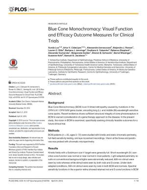 Blue Cone Monochromacy: Visual Function and Efficacy Outcome Measures for Clinical Trials