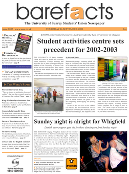 Student Activities Centre Sets Precedent for 2002-2003