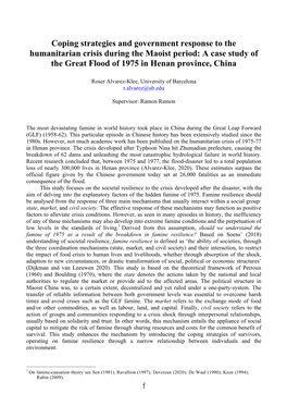 A Case Study of the Great Flood of 1975 in Henan Province, China