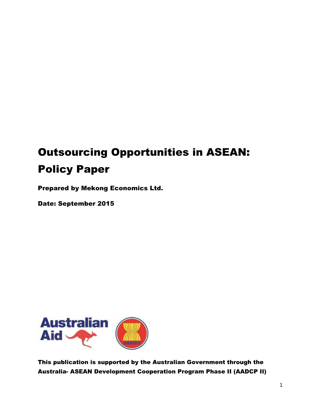 Outsourcing Opportunities in ASEAN: Policy Paper